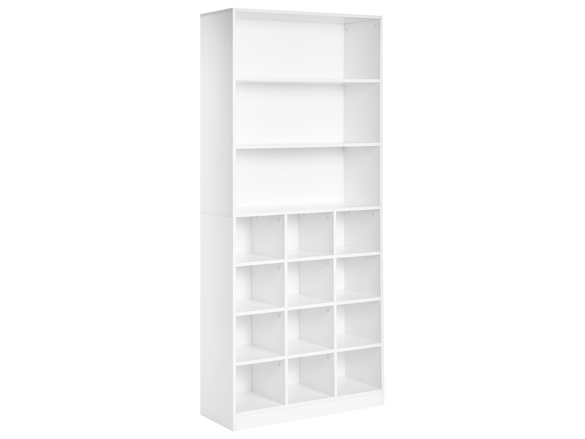Armario alto con compartimentos para zapatos Beliani Lajamanu en MDF blanco 80x30x180