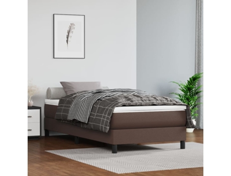 vidaXL Cama con somier y colchón 90x200 cm cuero artificial marrón