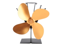 Ventilador de pared para estufa de leña, 4 aspas, dorado