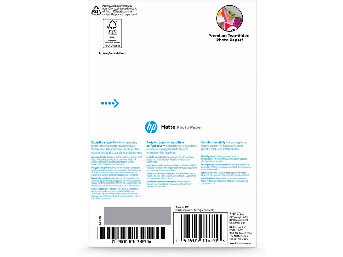 Papel fotográfico HP DX-2