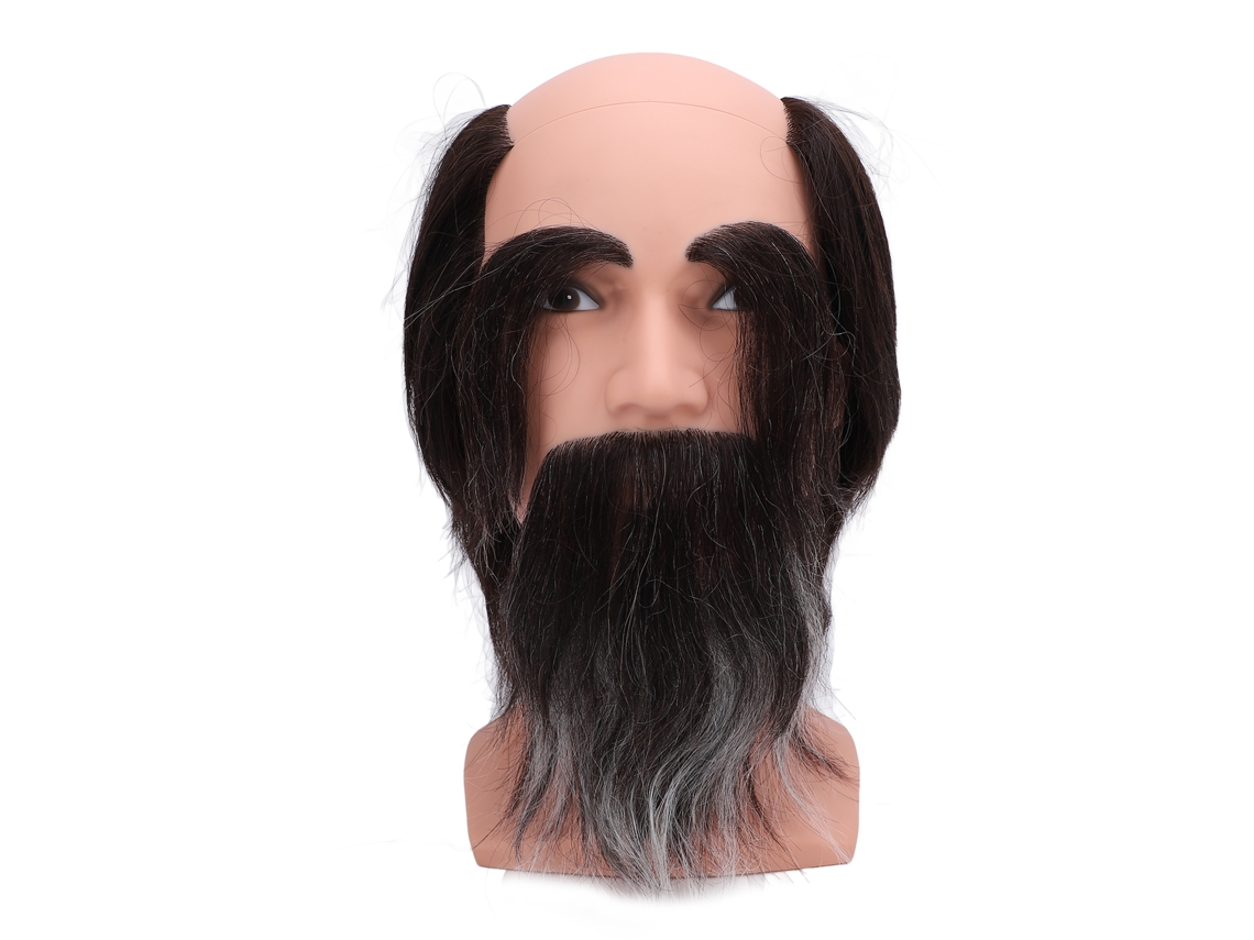 Cabeça de manequim masculina 2026 com cabelo e barba para prática de barbearia e penteados