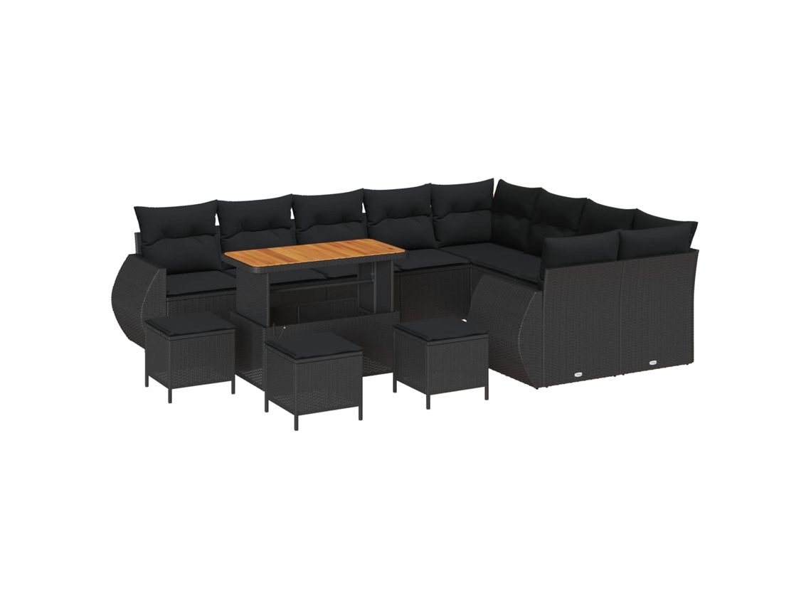 Maison Exclusive - Conjunto De Sofá De Jardín 13 Pcs Negro Rattan De Poliéster