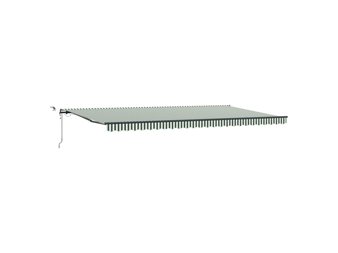 Toldo retráctil automático Vidaxl con LED verde y blanco, poliéster verde (600 x 300 cm)