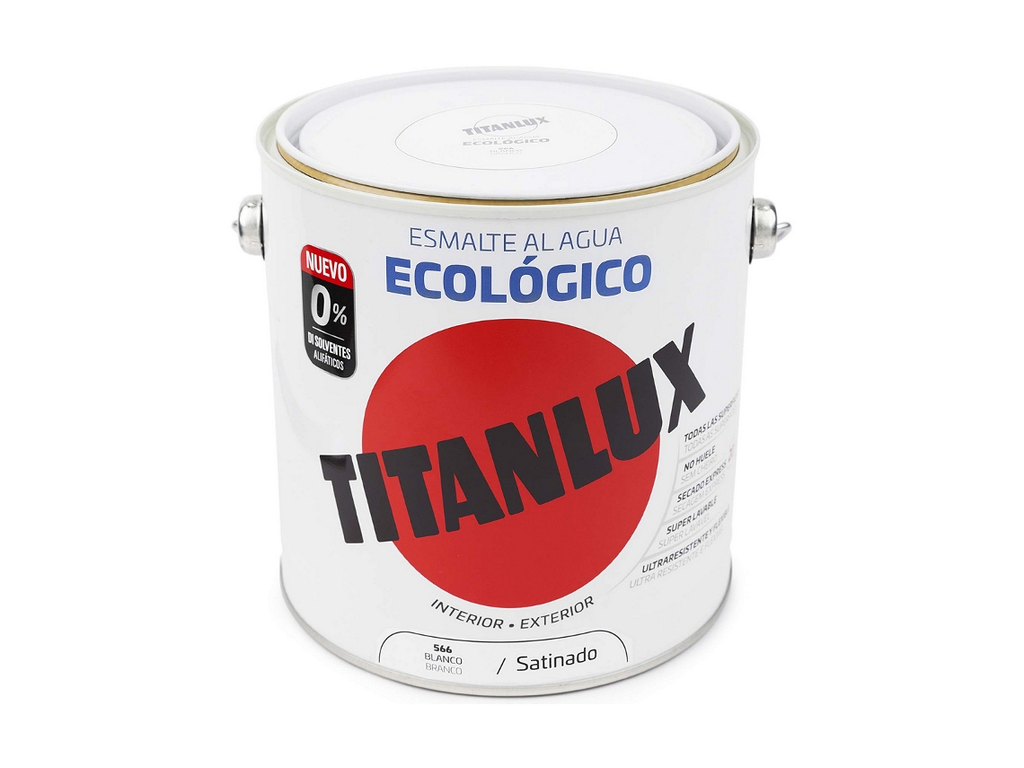 Esmalte TITANILUX 01T056625 A Base de Agua (Blanco Acetinado - 2,5 L)