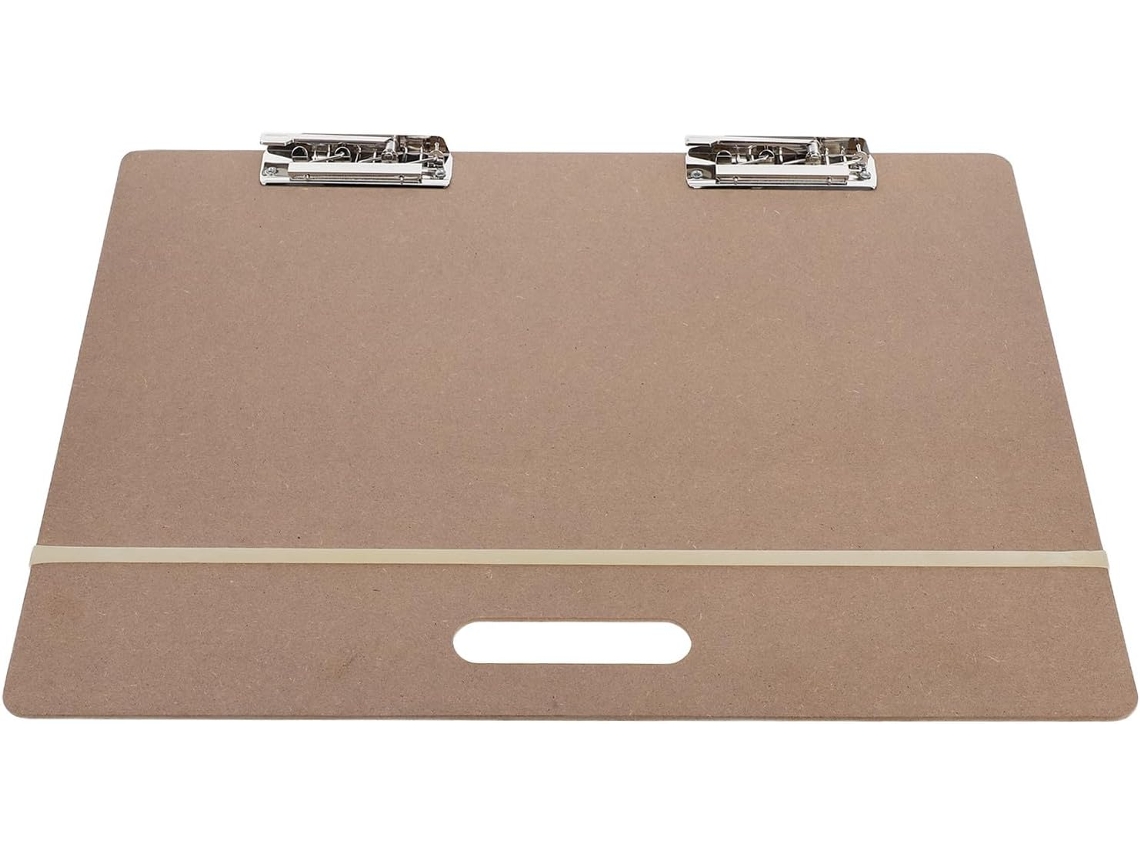 Tablero De Dibujo Portátil De Madera De 46x36 Cm Con Asa, Clip Metálico Y Correa.