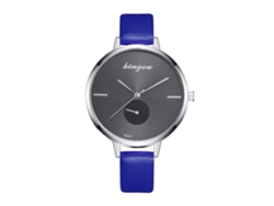 Reloj De Pulsera De Cuarzo Para Mujer Con Correa De Cuero, Estilo Casual Moderno, Azul.
