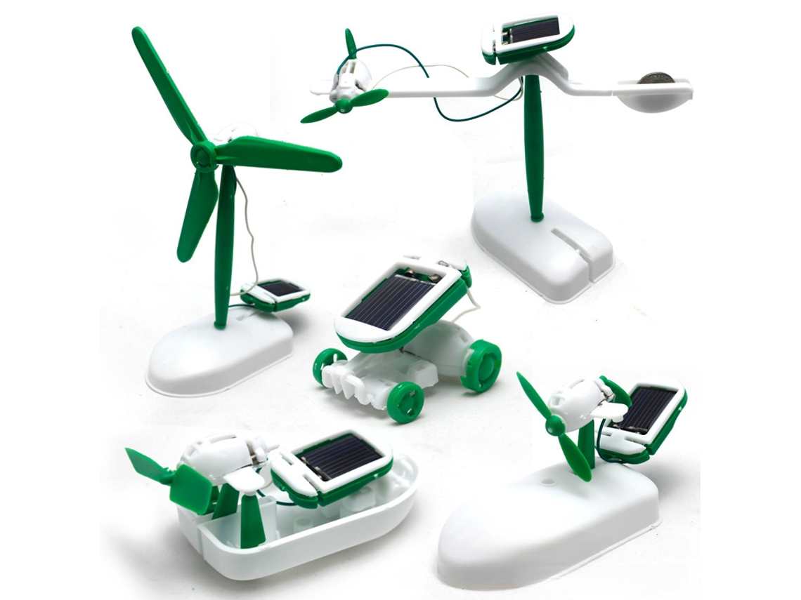 Kit de robot solar 6 en 1: ensamblaje de barco, ventilador, molino de viento y coche. Juguetes educativos científicos para niños. Viewleaf.