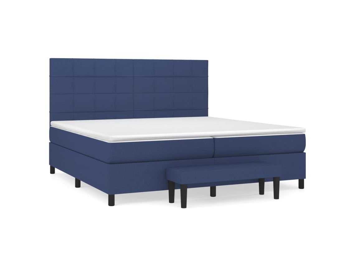 Maison Exclusive - Cama Box Spring Con Colchón Tela Azul 200x200 Cm