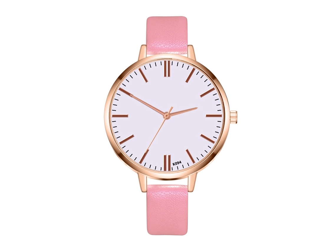 Reloj De Pulsera De Cuarzo Para Mujer Con Correa De Pu, Esfera Redonda, Estilo Casual Y Moderno (rosa)