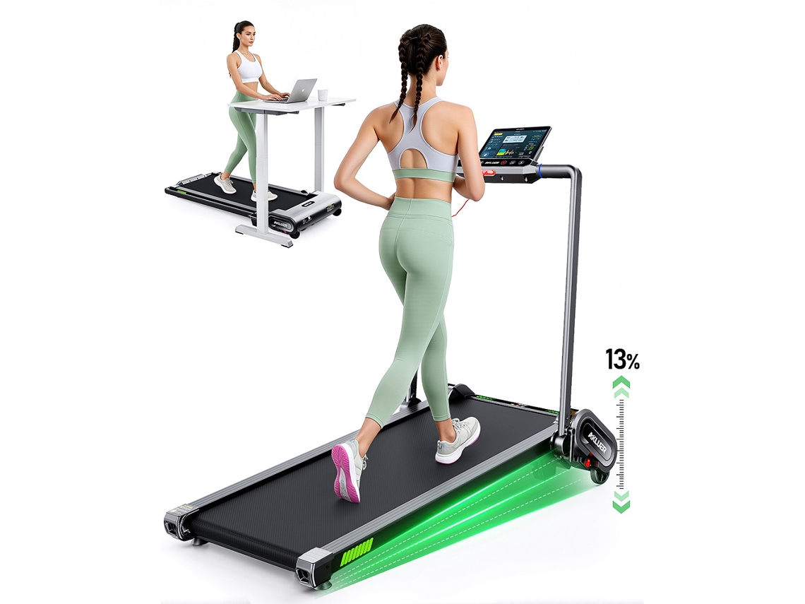 Cinta de correr Akluer H1 B con inclinación automática, 13 y 6 niveles, soporte con inclinación automática, control remoto y pantalla LED.