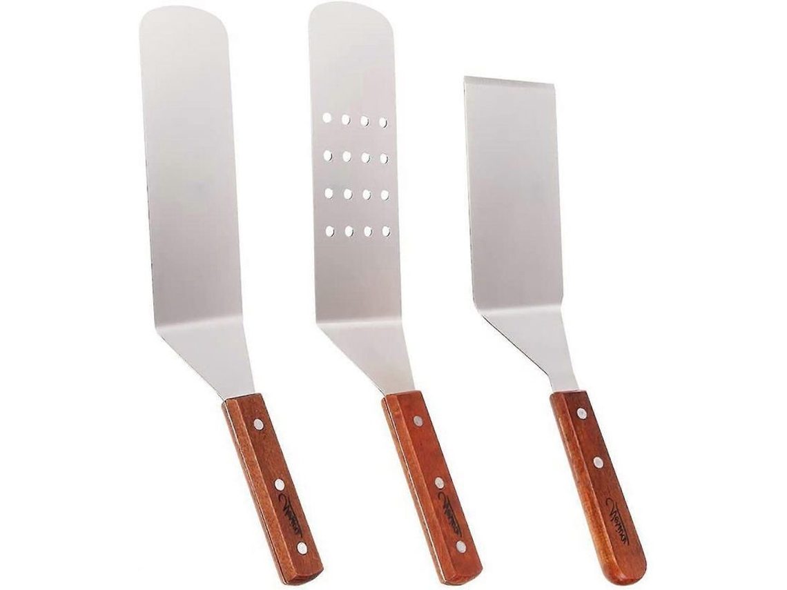 2026-set De Espátulas De Acero Inoxidable Para Cocina Y Parrilla Utensilios Con Espátulas Lisas Y Perforadas 3 Piezas