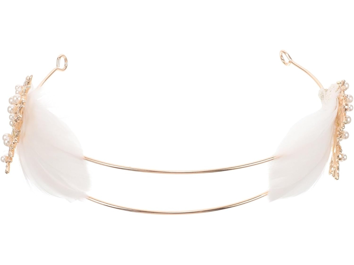 Diadema De Plumas Doradas Para Mujer, Diadema Metálica De Boda Con Adornos De Plumas.