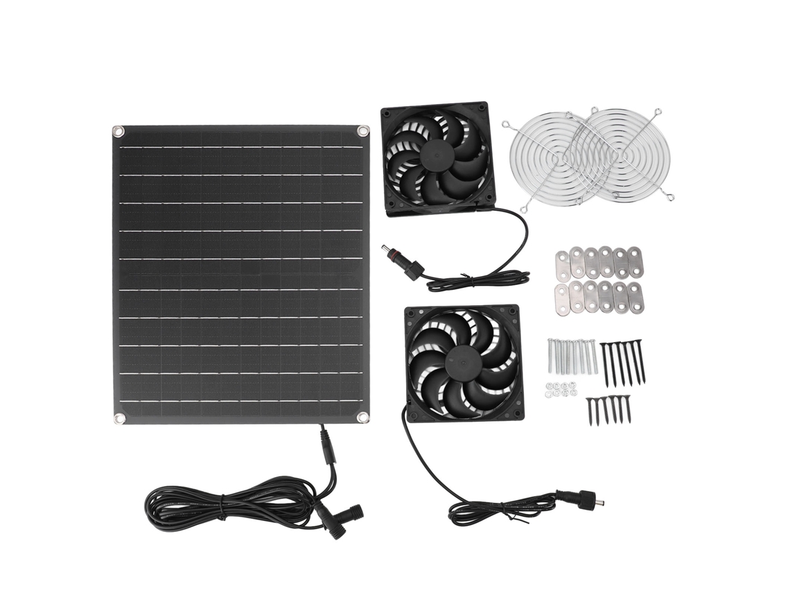 Ventilador Extractor Solar De 15 W Y 12 V Con Clasificación Ipx7 Y Panel Monocristalino Para Gallineros, Invernaderos Y Casetas De Mascotas.