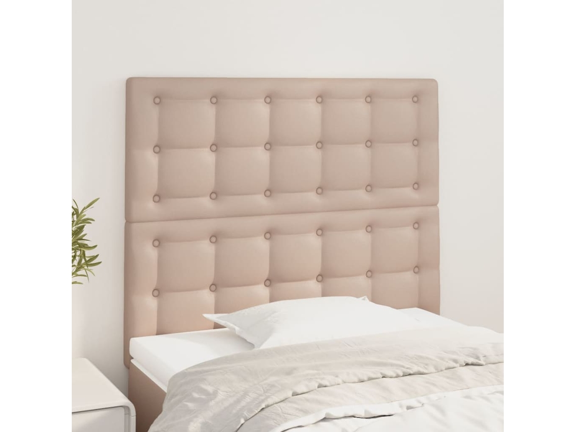 Cabeceros 2 Unidades Cuero Sintético Capuchino 100x5x78/88 Cm