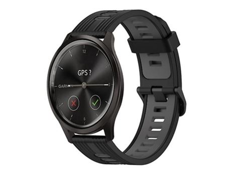 Correa para Garmin Move Style 20 mm Patrón vertical Correa de reloj de silicona bicolor Negro-Gris VENISYMLIS