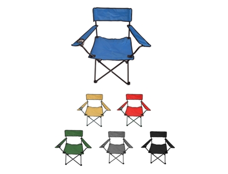 Silla de Camping Plegable Con Portavasos Metal Y Lona 80X80X49 Cm Azul JARDIN202