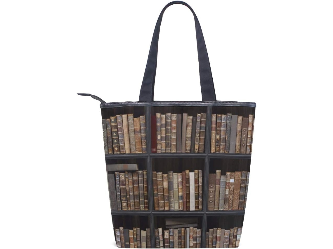 Bolso de hombro negro con detalles de madera, poliéster, 28x10x34 cm