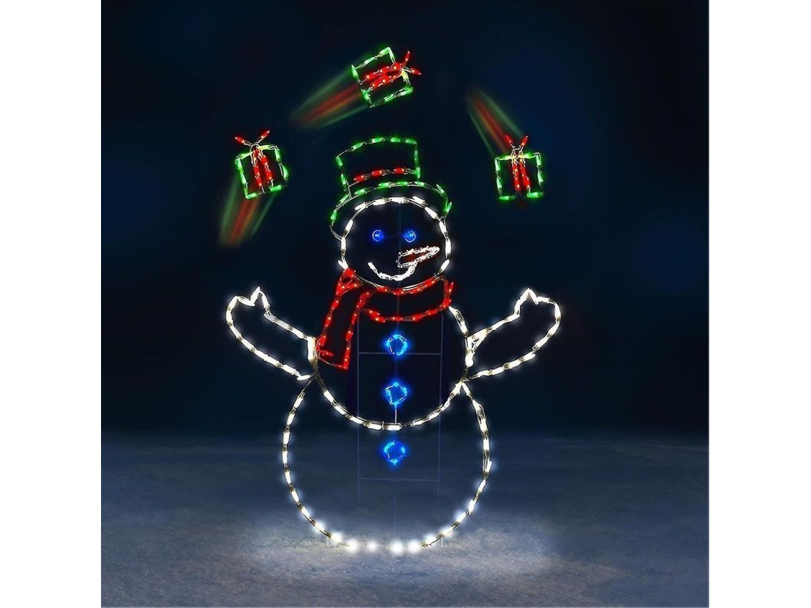 Adornos De Hierro Iluminados Con Forma De Muñeco De Nieve Luchando, Ideales Para Decoración Navideña De Jardín Al Aire Libre.