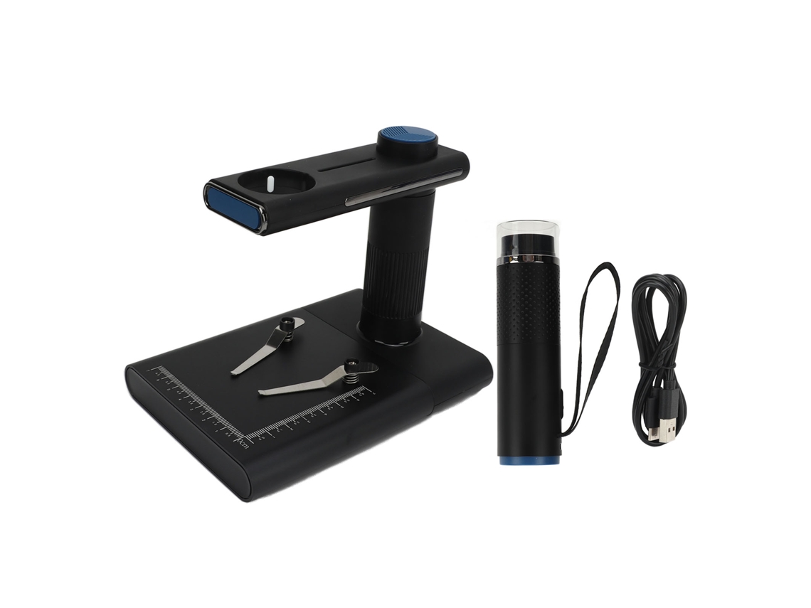 Microscopio Digital Inalámbrico 50-1000x Hd 2mp Wifi Usb Con 8 Led Ajustables Y Soporte Negro