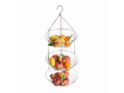 Cesta colgante de acero inoxidable para frutas, cestas de 3 niveles, frutero creativo, cesta de almacenamiento para el hogar