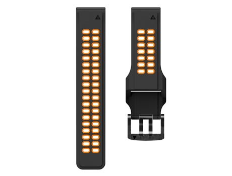 Correa de reloj inteligente para Garmin Fenix 7, correa de reloj de silicona bicolor de 22 mm con orificios de doble fila (negro naranja)