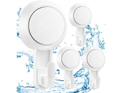 VVJIJILLY Conj. 4 Ganchos De Ventosa 5kg Para Wc, Cozinha, Toalhas Ou Utensílios (branco)
