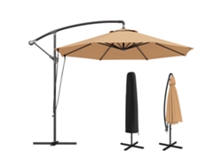 Guarda sol de Jardim Excêntrico com Capa Protetora Uv 50+ e Base Cruzada Ø290x243 Cm Cáqui