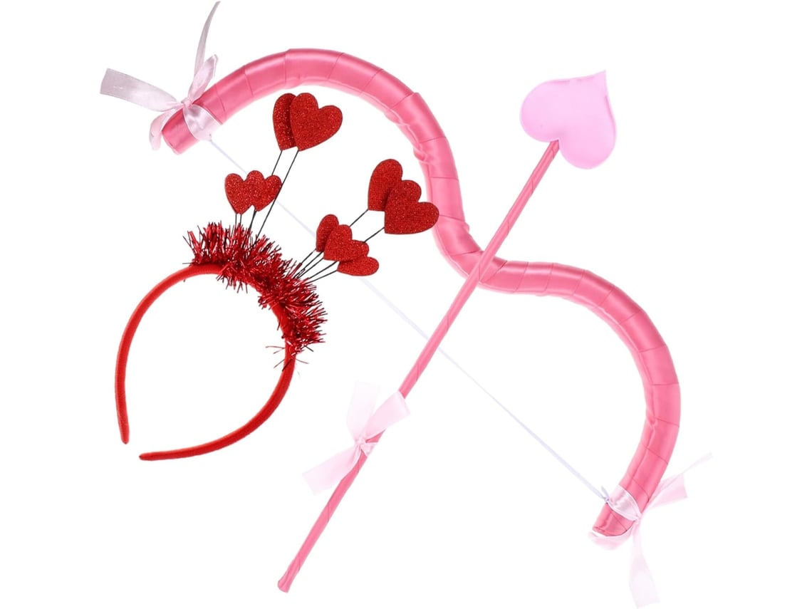 De Cosplay De Cupido Para El Día De San Valentín: Diadema De Corazón Rosa, Lazo Y Flechas Suaves Y Seguras.