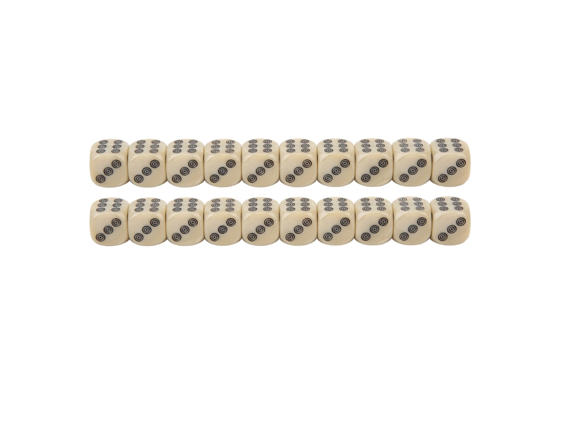Jinwei-20 Dados De Seis Caras 16mm Perla Blanca Con Puntos Redondos Para Juegos De Mesa Y Enseñanza De Matemáticas
