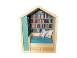 2026-estante De Libros Miniatura De Madera Con 2 Almohadas Y 200 Modelos De Libros Para Sala Dormitorio Cafetería Anti Ansiedad