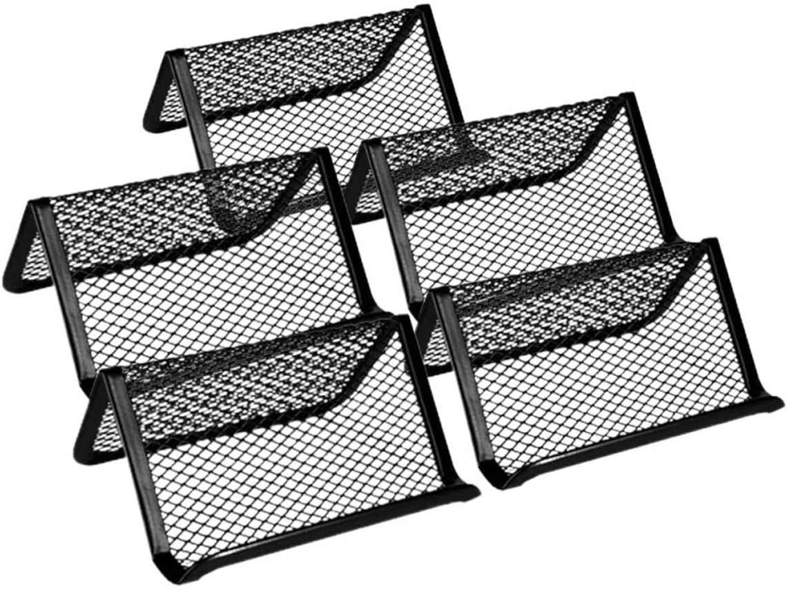 Tarjetero compacto de malla metálica negra para tarjetas de visita, 105x75x45 mm SFUSHOS