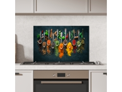 Panel Antisalpicaduras Cocina Hierbas - Especias - Cucharas 60x40 Cm