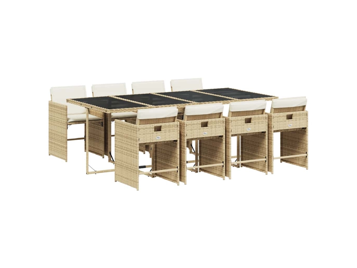 Maison Exclusive - Set Comedor De Jardín 9 Pzas Con Cojines Ratán Sintético Beige