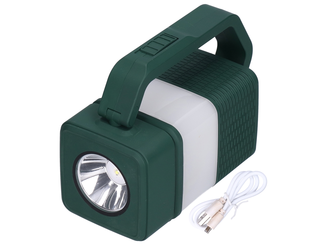 Linterna Multifuncional Para Acampar Con Altavoz Bluetooth, Recargable Por Usb, Color Verde.