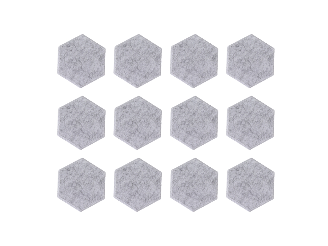 12 Paneles Acústicos Hexagonales Para Pared, Absorción De Sonido, 14x12x7 Cm, Gris Claro.