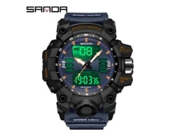 Reloj Deportivo Multifuncional, Moderno Y Elegante (negro Y Azul para Hombre) Con Acabado Luminoso.
