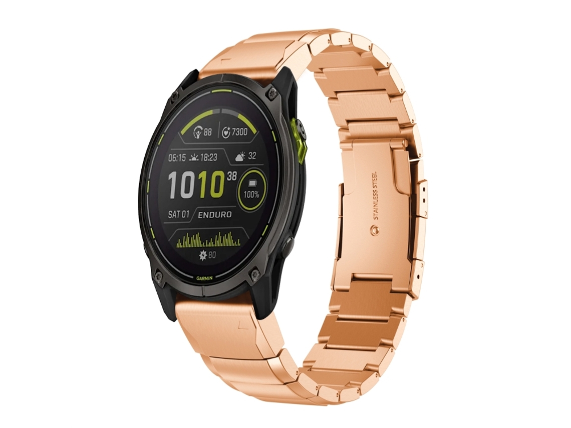 Pulseira para Garmin Enduro 3 - Aço Inoxidável - Estampa de Capacete Tartaruga (26mm) Ouro Rosa