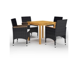 Juego de comedor de jardín negro de 2 piezas Dkd Home Decor