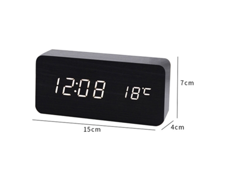 Reloj despertador digital, con pantalla de tiempo LED electrónica de madera