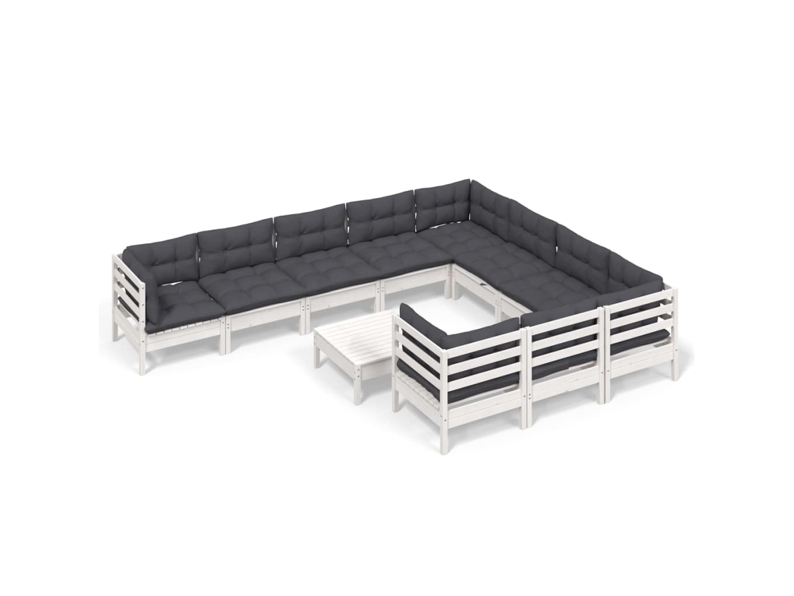Conjunto de 11 sillones de jardín con cojines de pino blanco MAISON EXCLUSIVE