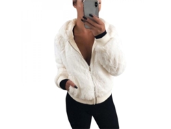 2026-chaqueta De Pelo Mujer Con Capucha Abrigo Polar Suave Outwear Xwn Xl Blanco