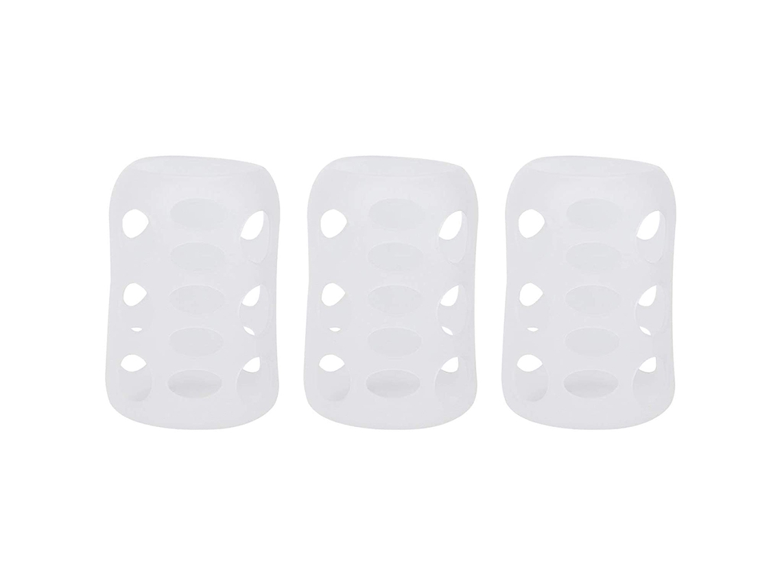 3 Fundas Protectoras De Silicona Suave Anticaída Para Biberones, Color Blanco, 8,5 X 5,7 X 5,7 Cm.