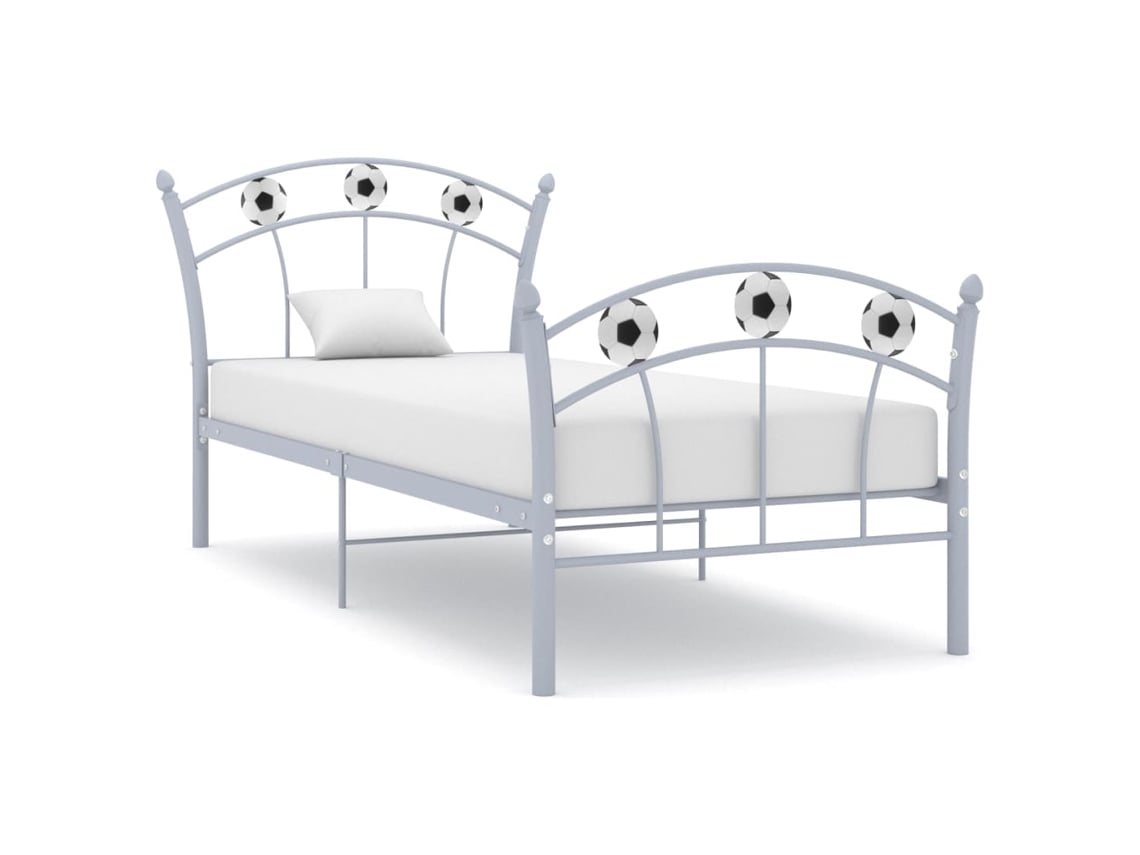 Estructura De Cama Sin Colchón Metal Gris 90x200 Cm
