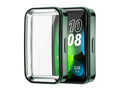 Huawei Band 8 ENKAY Hat-Prince Estuche de reloj de TPU suave galvanizado de cobertura total con protección de pantalla (verde oscuro)