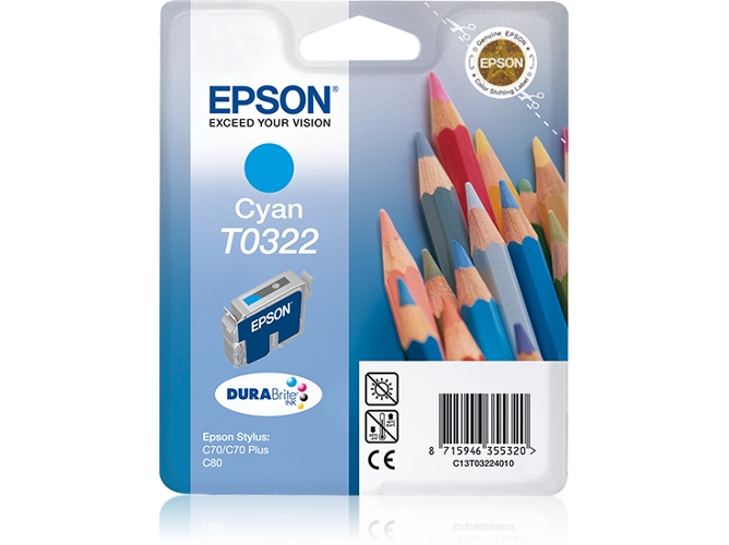 Cartucho de tinta original EPSON T0322 16 ml , Cian, C13T03224020