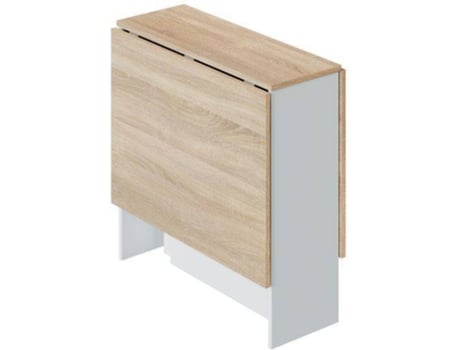 Mesa de Comedor HABITDESIGN Fly (Blanco Artik - Roble Canadian - Melamina - 77 x 78 x 31- 87-142 cm)
