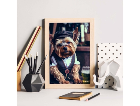 NACNIC Lámina Yorkshire Terrier Práctico En Estilo Fotografía A Todo Color Divertidas Ilustraciones Realistas De Animales Con Ropa Humana