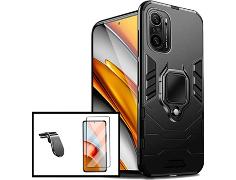 Kit Carcasa, Protector Cristal 5D Y Soporte Xiaomi Poco F3 Phonecare 3X1 Military Defender L Safe Driving