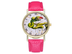 Reloj De Pulsera Analógico De Dial Redondo De Cuarzo Moda (rojo Rosa)