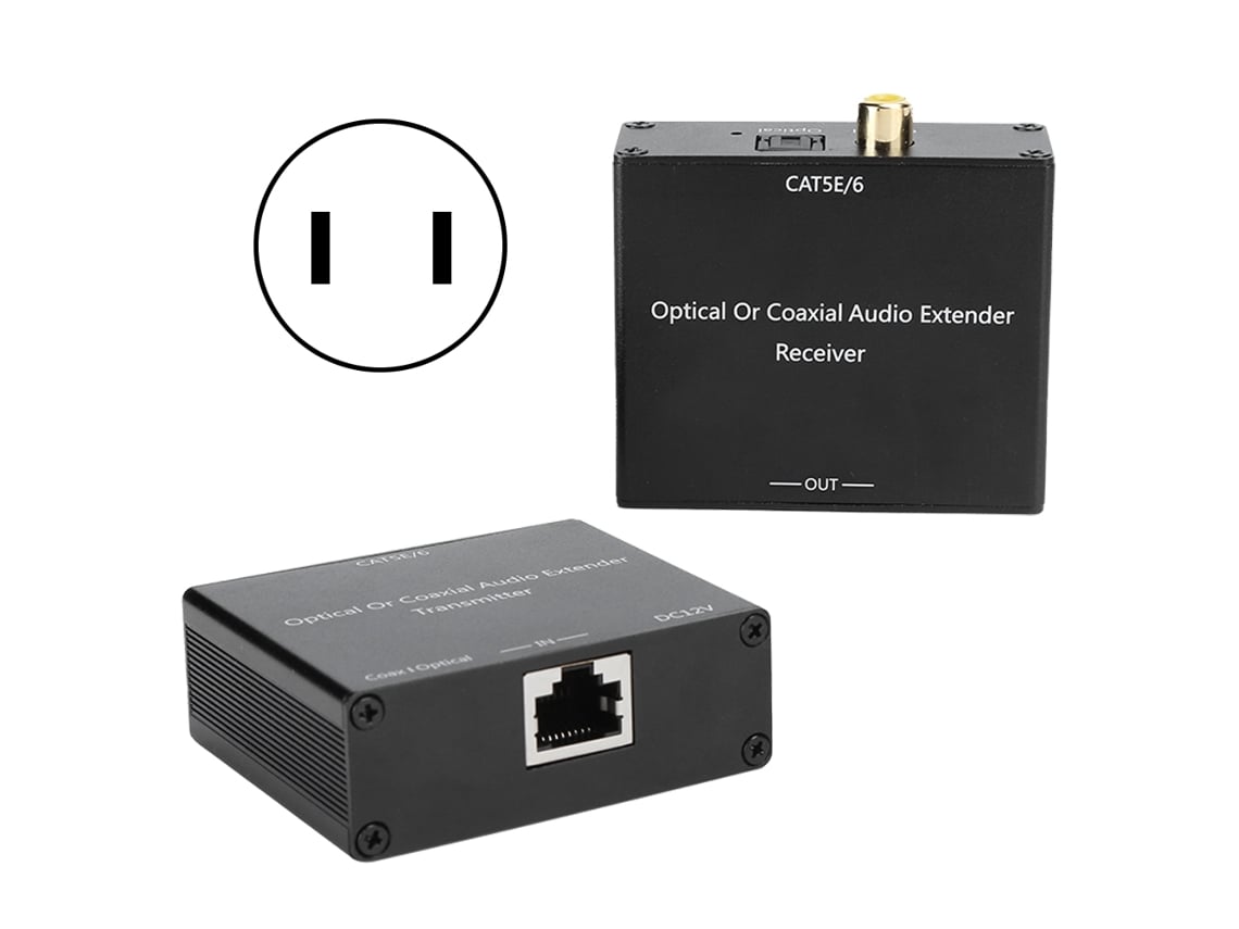 Extensor De Áudio Digital Conversor Coaxial E Fibra Óptica Para Cabo Cat5e/6 Decodificador De Áudio Plug Us